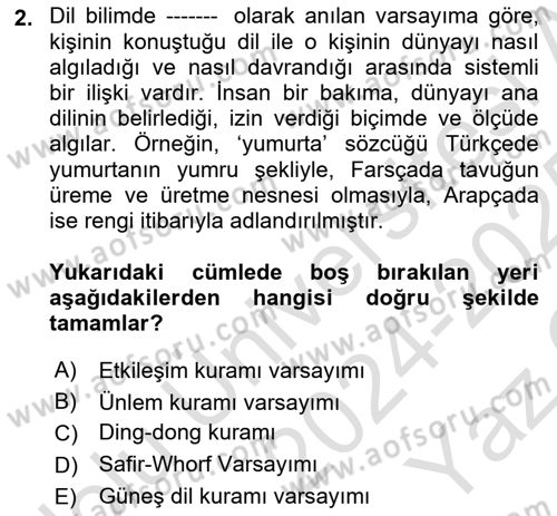 Türk Dili 1 Dersi 2024 - 2025 Yılı Yaz Okulu Sınav Soruları 2. Soru