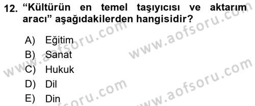 Türk Dili 1 Dersi 2025 - 2026 Yılı (Vize) Ara Sınav Soruları 12. Soru