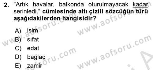 Türk Dili 1 Dersi 2025 - 2026 Yılı (Vize) Ara Sınav Soruları 2. Soru