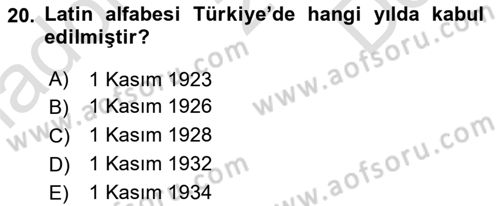 Türk Dili 1 Dersi 2025 - 2026 Yılı (Final) Dönem Sonu Sınav Soruları 20. Soru