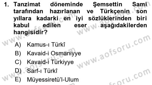 Türk Dili 1 Dersi 2025 - 2026 Yılı Yaz Okulu Sınav Soruları 1. Soru