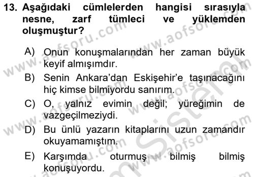 Türk Dili 1 Dersi 2025 - 2026 Yılı Yaz Okulu Sınav Soruları 13. Soru