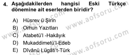 Türk Dili 1 Dersi 2025 - 2026 Yılı Yaz Okulu Sınav Soruları 4. Soru