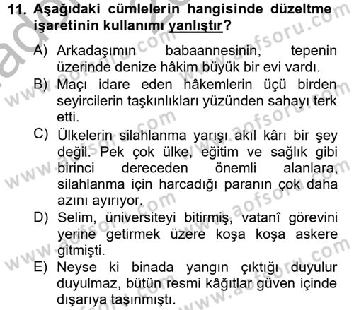 Türk Dili 2 Dersi 2012 - 2013 Yılı (Vize) Ara Sınav Soruları 11. Soru