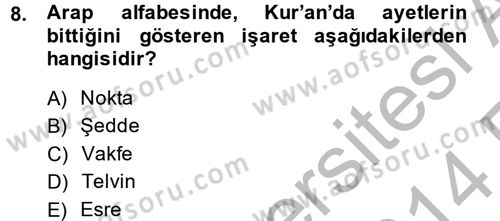 Türk Dili 2 Dersi 2013 - 2014 Yılı (Vize) Ara Sınav Soruları 8. Soru
