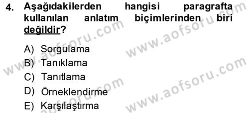 Türk Dili 2 Dersi 2014 - 2015 Yılı (Vize) Ara Sınav Soruları 4. Soru
