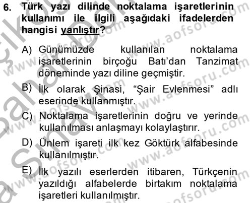 Türk Dili 2 Dersi 2014 - 2015 Yılı (Vize) Ara Sınav Soruları 6. Soru