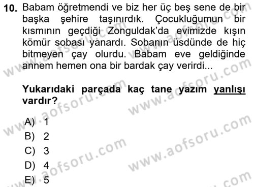Türk Dili 2 Dersi 2015 - 2016 Yılı (Vize) Ara Sınav Soruları 10. Soru