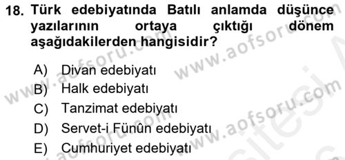 Türk Dili 2 Dersi 2015 - 2016 Yılı (Vize) Ara Sınav Soruları 18. Soru