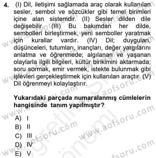 Türk Dili 2 Dersi 2015 - 2016 Yılı (Vize) Ara Sınavı 4. Soru