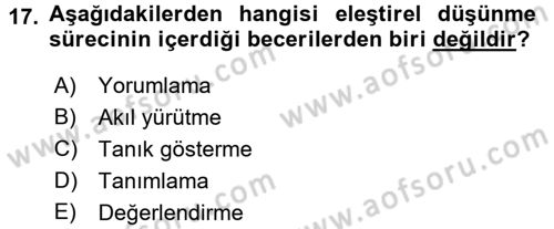 Türk Dili 2 Dersi 2015 - 2016 Yılı (Final) Dönem Sonu Sınav Soruları 17. Soru