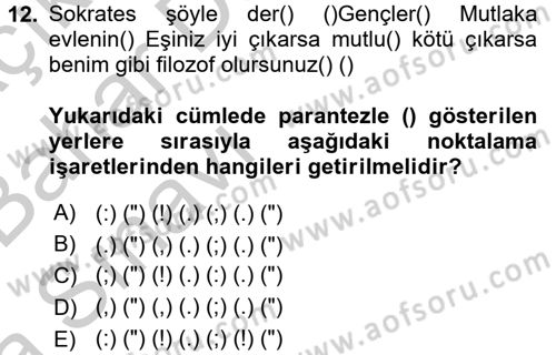 Türk Dili 2 Dersi 2016 - 2017 Yılı (Vize) Ara Sınav Soruları 12. Soru