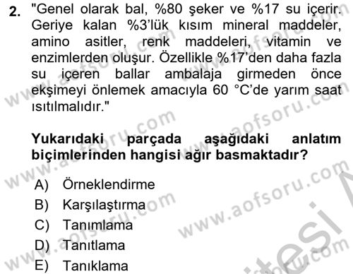 Türk Dili 2 Dersi 2016 - 2017 Yılı (Vize) Ara Sınavı 2. Soru
