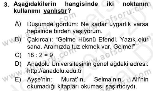 Türk Dili 2 Dersi 2017 - 2018 Yılı (Vize) Ara Sınav Soruları 3. Soru