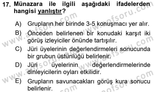 Türk Dili 2 Dersi 2017 - 2018 Yılı (Final) Dönem Sonu Sınav Soruları 17. Soru