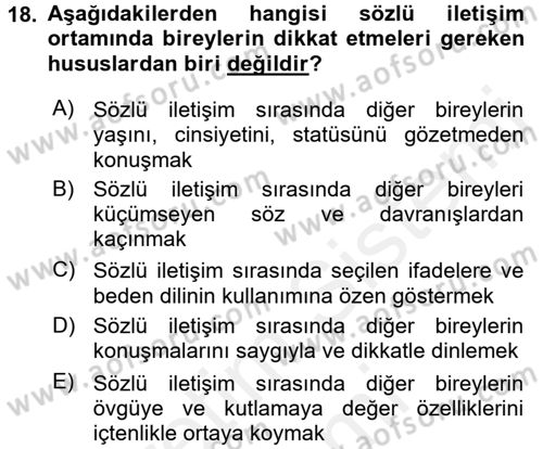 Türk Dili 2 Dersi 2017 - 2018 Yılı (Final) Dönem Sonu Sınav Soruları 18. Soru