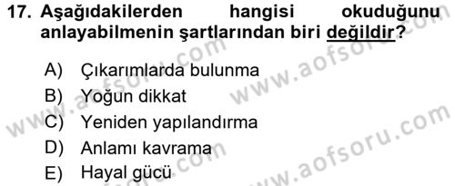 Türk Dili 2 Dersi 2018 - 2019 Yılı 3 Ders Sınavı 17. Soru