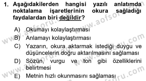 Türk Dili 2 Dersi 2018 - 2019 Yılı (Vize) Ara Sınav Soruları 1. Soru