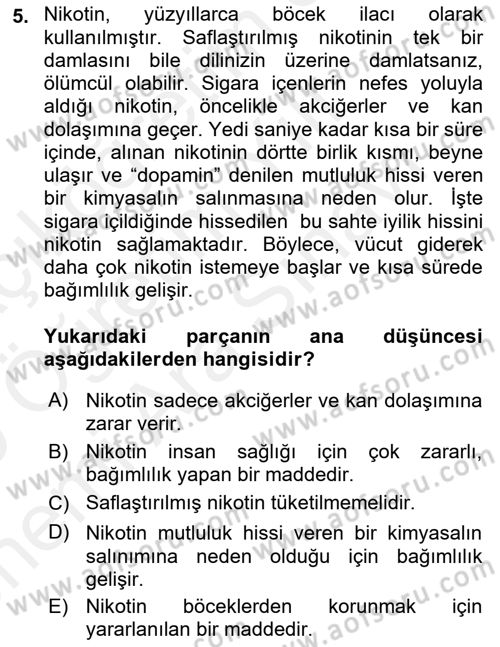 Türk Dili 2 Dersi 2018 - 2019 Yılı (Vize) Ara Sınavı 5. Soru