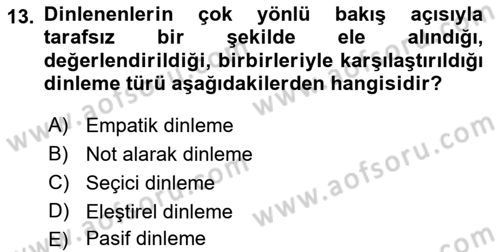 Türk Dili 2 Dersi 2018 - 2019 Yılı (Final) Dönem Sonu Sınav Soruları 13. Soru