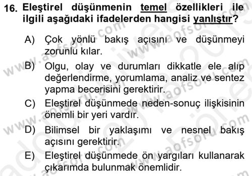 Türk Dili 2 Dersi 2018 - 2019 Yılı (Final) Dönem Sonu Sınav Soruları 16. Soru
