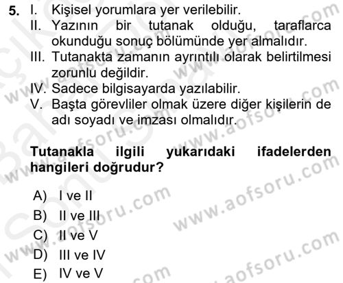 Türk Dili 2 Dersi 2018 - 2019 Yılı (Final) Dönem Sonu Sınav Soruları 5. Soru