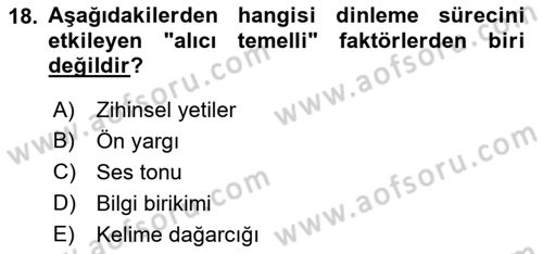 Türk Dili 2 Dersi 2018 - 2019 Yılı Yaz Okulu Sınav Soruları 18. Soru