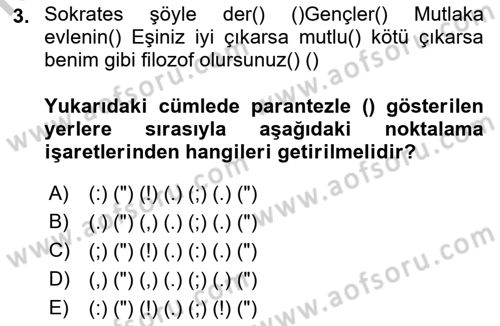 Türk Dili 2 Dersi 2018 - 2019 Yılı Yaz Okulu Sınav Soruları 3. Soru