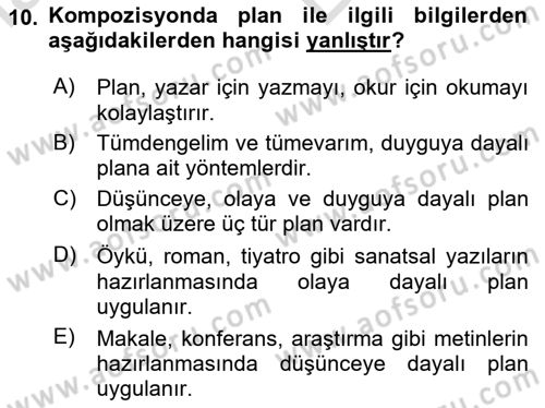 Türk Dili 2 Dersi 2024 - 2025 Yılı (Vize) Ara Sınav Soruları 10. Soru