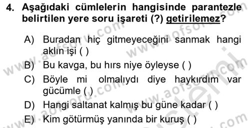 Türk Dili 2 Dersi 2024 - 2025 Yılı (Vize) Ara Sınav Soruları 4. Soru