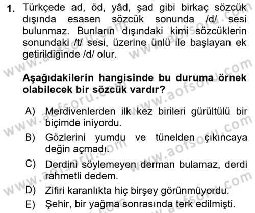 Türk Dili 2 Dersi 2024 - 2025 Yılı (Final) Dönem Sonu Sınav Soruları 1. Soru