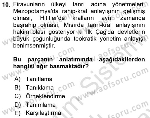 Türk Dili 2 Dersi 2024 - 2025 Yılı (Final) Dönem Sonu Sınav Soruları 10. Soru