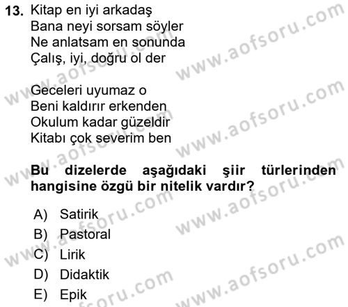 Türk Dili 2 Dersi 2024 - 2025 Yılı (Final) Dönem Sonu Sınav Soruları 13. Soru