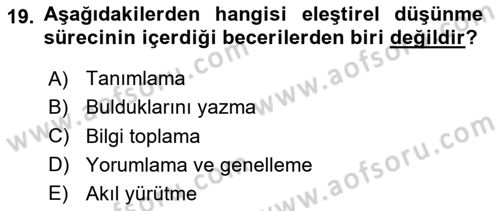 Türk Dili 2 Dersi 2024 - 2025 Yılı (Final) Dönem Sonu Sınav Soruları 19. Soru