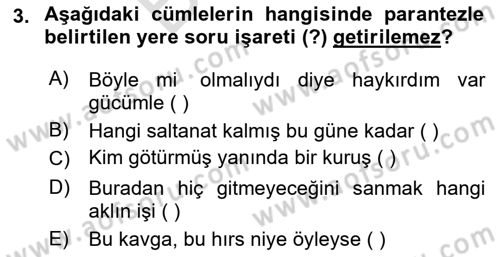 Türk Dili 2 Dersi 2024 - 2025 Yılı (Final) Dönem Sonu Sınav Soruları 3. Soru