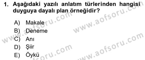 Türk Dili 2 Dersi 2024 - 2025 Yılı Yaz Okulu Sınav Soruları 1. Soru