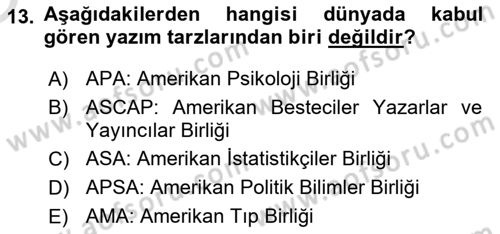 Türk Dili 2 Dersi 2024 - 2025 Yılı Yaz Okulu Sınav Soruları 13. Soru