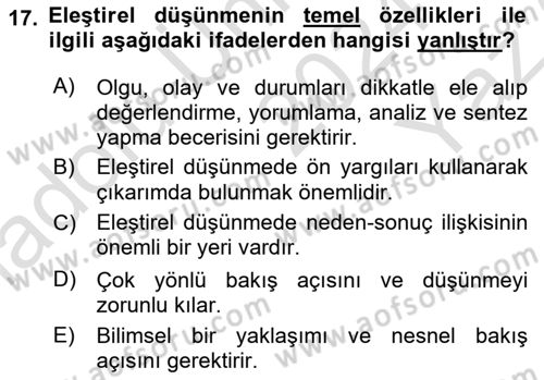 Türk Dili 2 Dersi 2024 - 2025 Yılı Yaz Okulu Sınav Soruları 17. Soru