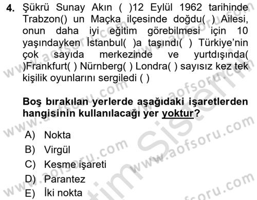 Türk Dili 2 Dersi 2024 - 2025 Yılı Yaz Okulu Sınav Soruları 4. Soru
