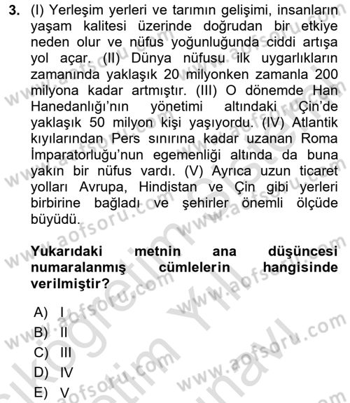 Türk Dili 2 Dersi 2025 - 2026 Yılı (Vize) Ara Sınav Soruları 3. Soru