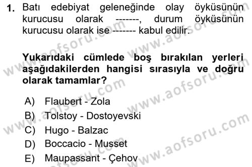 Türk Dili 2 Dersi 2025 - 2026 Yılı (Final) Dönem Sonu Sınav Soruları 1. Soru