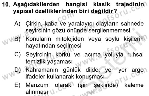 Türk Dili 2 Dersi 2025 - 2026 Yılı (Final) Dönem Sonu Sınav Soruları 10. Soru