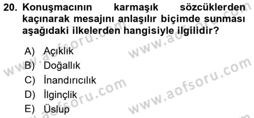 Türk Dili 2 Dersi 2025 - 2026 Yılı (Final) Dönem Sonu Sınav Soruları 20. Soru