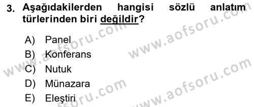 Türk Dili 2 Dersi 2025 - 2026 Yılı (Final) Dönem Sonu Sınav Soruları 3. Soru