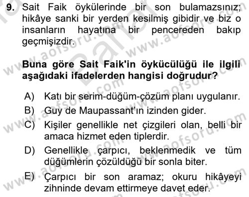 Türk Dili 2 Dersi 2025 - 2026 Yılı (Final) Dönem Sonu Sınav Soruları 9. Soru