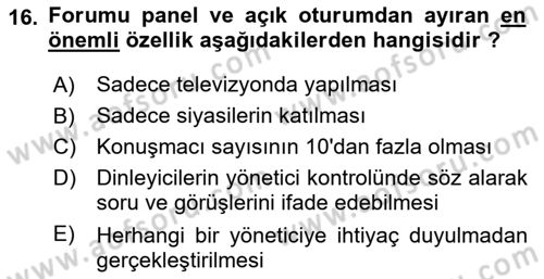 Türk Dili 2 Dersi 2025 - 2026 Yılı Yaz Okulu Sınav Soruları 16. Soru