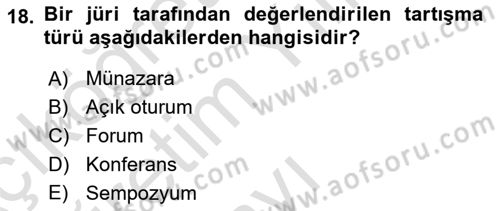 Türk Dili 2 Dersi 2025 - 2026 Yılı Yaz Okulu Sınav Soruları 18. Soru