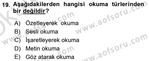 Türk Dili 2 Dersi 2025 - 2026 Yılı Yaz Okulu Sınav Soruları 19. Soru