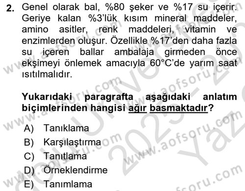 Türk Dili 2 Dersi 2025 - 2026 Yılı Yaz Okulu Sınav Soruları 2. Soru