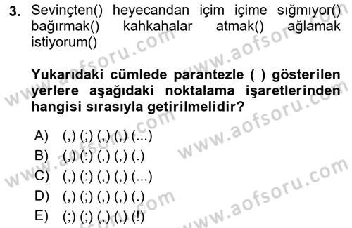 Türk Dili 2 Dersi 2025 - 2026 Yılı Yaz Okulu Sınav Soruları 3. Soru